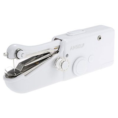 Anself – Mini Máquina de Coser de Mano Portátil, Single-Hilo Rosca, Color Blanco