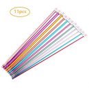 Juego de 11 agujas de tejer de crochet de aluminio, Multicolor, 2 mm a 8 mm, 13-MYZG